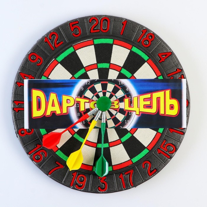 Дартс "В цель", d-35 см, толщина 2 см, 3 дротика, дротик 14.2 х 3.2 см  5266434