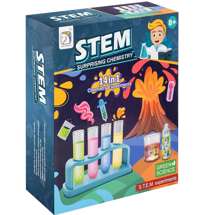 Набор химических опытов и экспериментов для детей "Юный химик" 14 в 1 