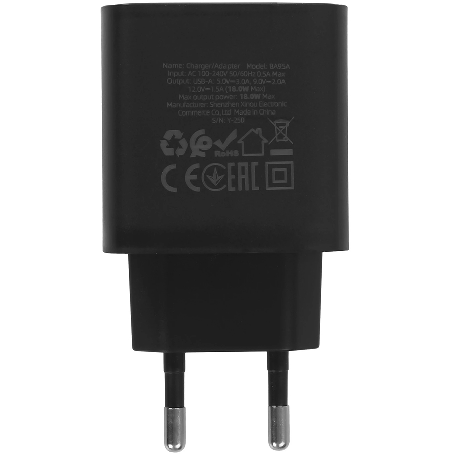 Сетевое ЗУ 1USB 3A BOROFONE BA95A Black, 18W
