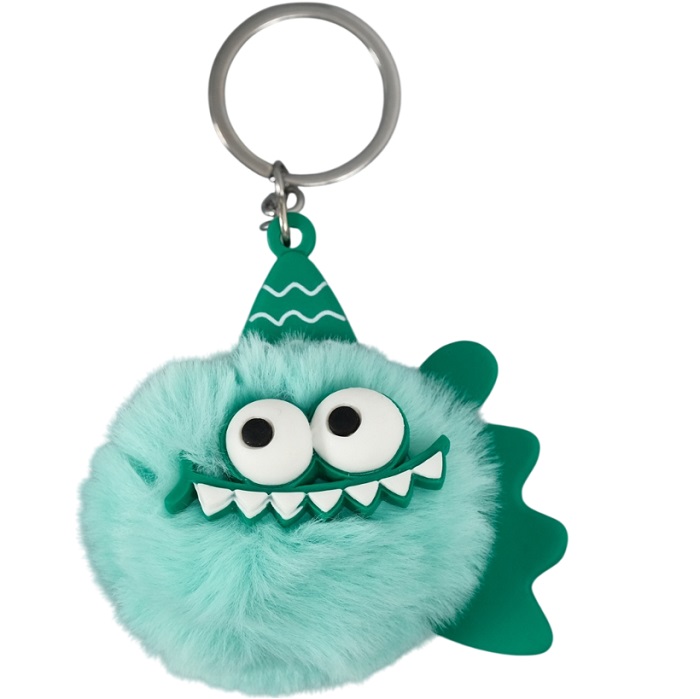 Пушистик на кольце "Пиранья" зелёный 7,5х7х6 см   10702204