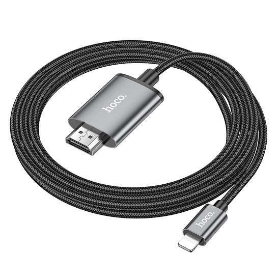 Кабель HDMI >--< Lightning  2.0м HOCO UA27 Metal Grey