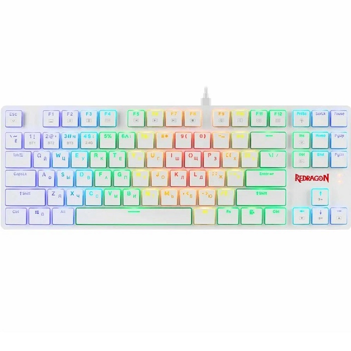 Клавиатура REDRAGON Anubis RGB белая (беспроводная/ проводная/ механическая/ TKL 80%/ Bluetooth/ RF 2.4/ USB)