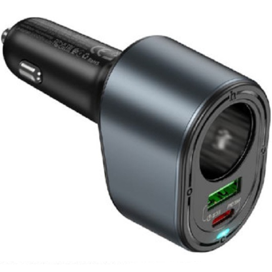 Разветвитель прикуривателя HOCO Z56 Friend (1 выход+1USB/1Type-C) чёрный