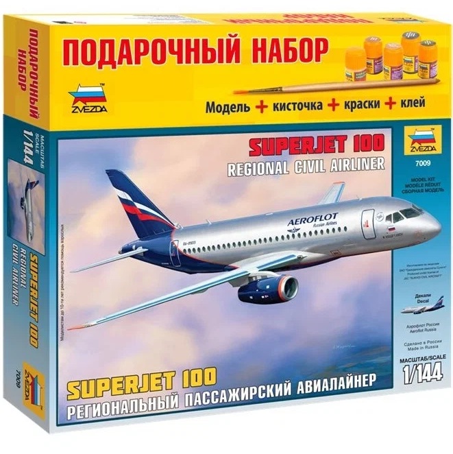 Сборная модель ZVEZDA Самолет "СуперДжет-100" 7009ПН 