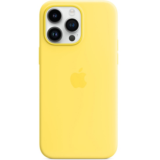Силиконовый чехол SILICONE CASE для iPhone 14 Pro Max Yellow (MagSafe + анимация NFC Clear) c LOGO