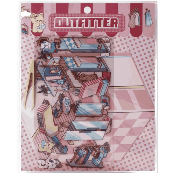 Наклейки+пинцет для творчества румбокс "Магазин одежды", розовые (16*20 см)