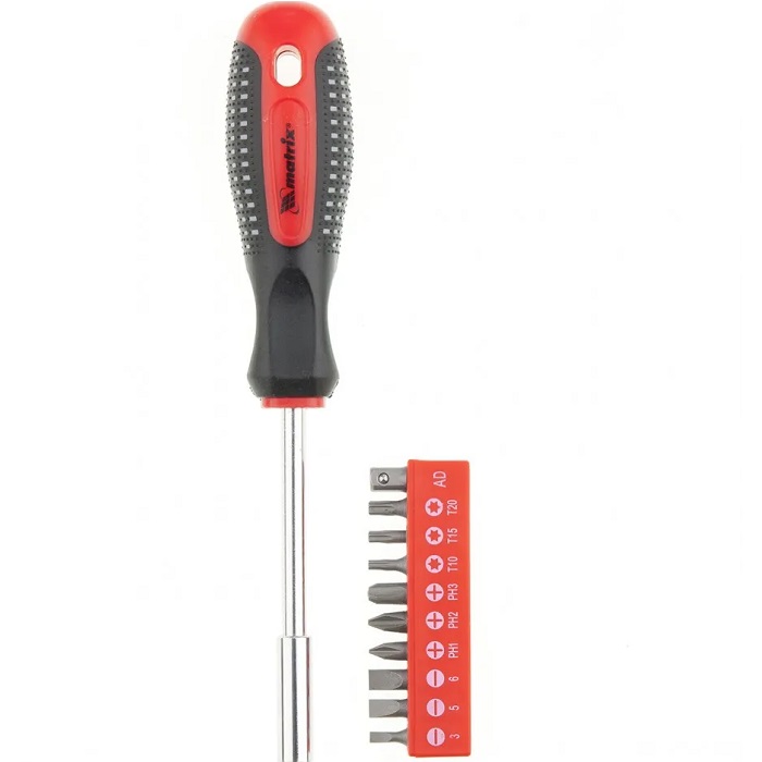 Отвертка MATRIX Fusion + биты + адаптер, 11 пред., PH + SL + Torx, CrV, 3к рукоятка "anti slip"// 11453