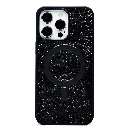 Задняя накладка SM029 POSH SHINE SafeMag для iPhone 15 Pro Max россыпь кристаллов (black titanium)