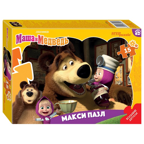 Контурный МАКСИ пазл Step Puzzle 15 эл. "Маша и Медведь" (Анимаккорд)