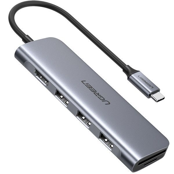 USB Type-C Хаб Ugreen USB-C 6-in-1 (70410) (3xUSB3.0-A/  HDMI/ SD/ TF/ Type-C)