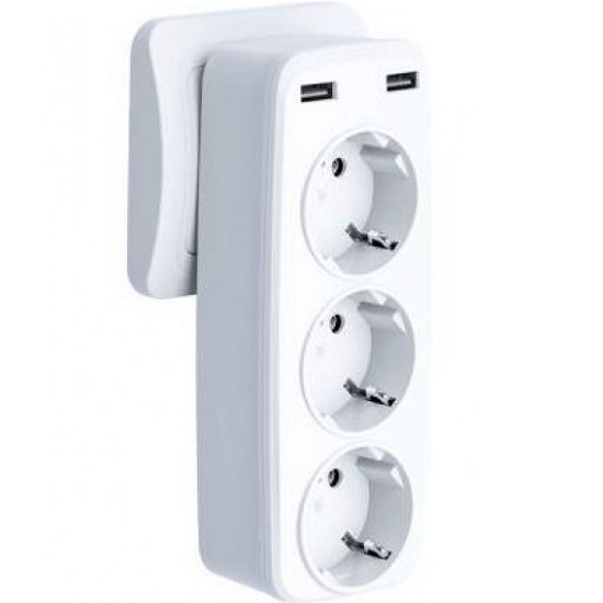 Сетевой разветвитель XO-WL08, 2,4A, 2USB, белый
