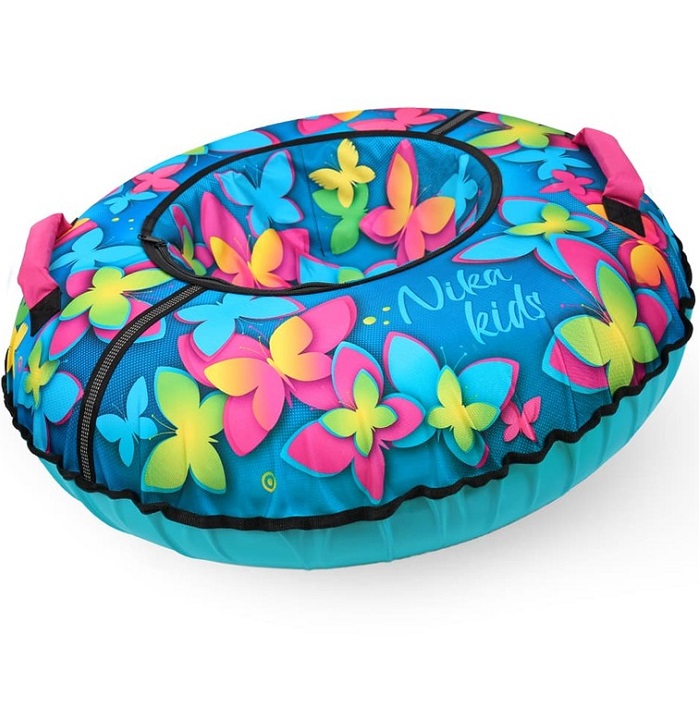 Тюбинг NIKA ТБ8К-110/Б "с бабочками 3D" с круговым дизайном 