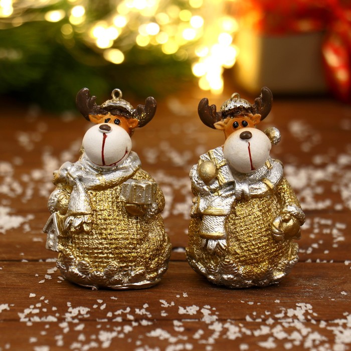 Ёлочное украшение "Олень в шарфе блеск" 4,5х7,5 см, микс   6961502