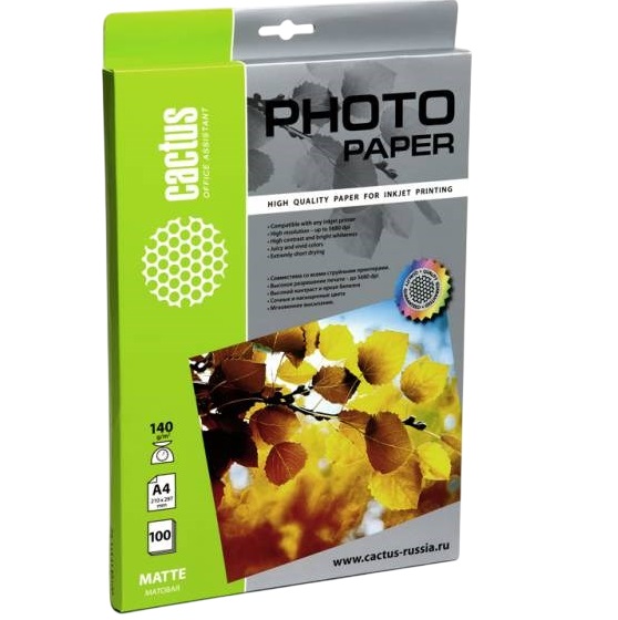 Фотобумага Cactus CS-MA4140100 A4/140г/м2/100л. матовая для струйной печати