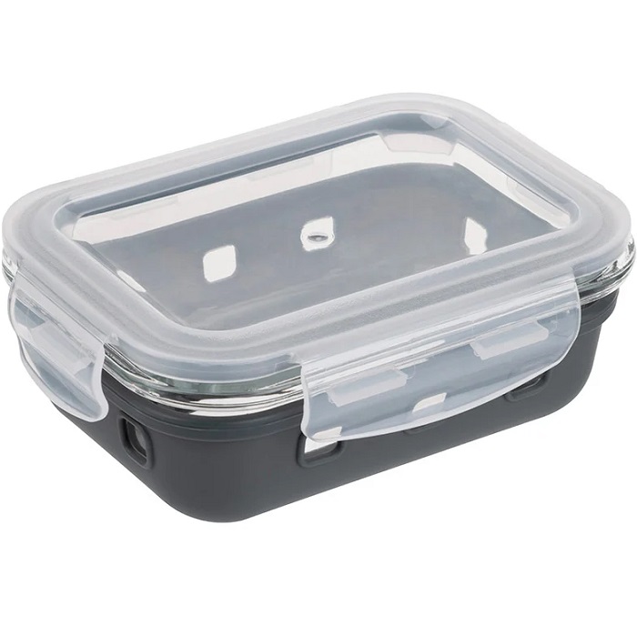 Контейнер MALLONY Massimo 370 мл из жаропр стекла с крышкой с защёлками в силикон. подст. арт.108338