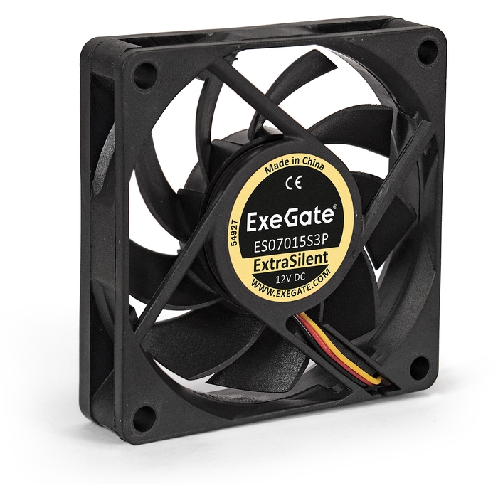 Вентилятор EXEGATE ExtraSilent ES07015S3P, 70x70x15 мм, подшипник скольжения, 3pin, 2500RPM, 23dBA