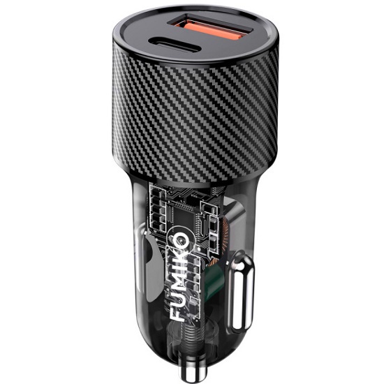 Авто ЗУ 1USB/1Type-C 3A FUMIKO CC05 черное, PD30W/QC3.0
