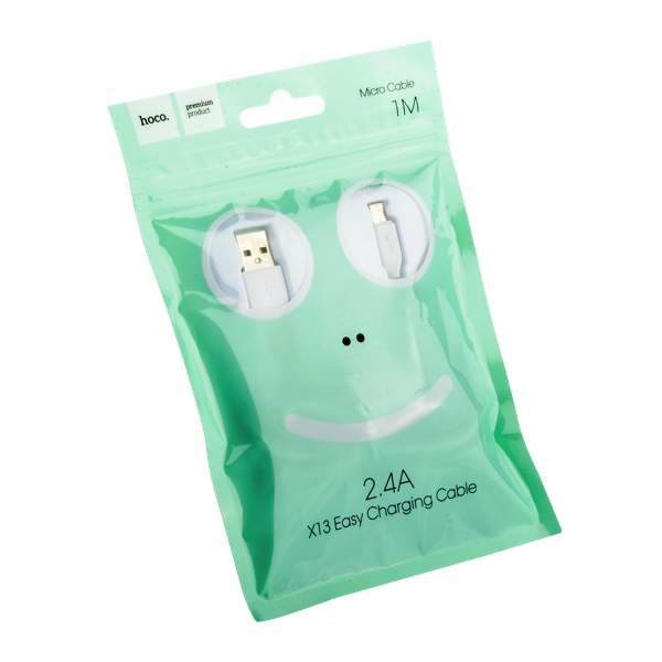 Кабель USB <--> microUSB  1.0м HOCO Easy X13 белый
