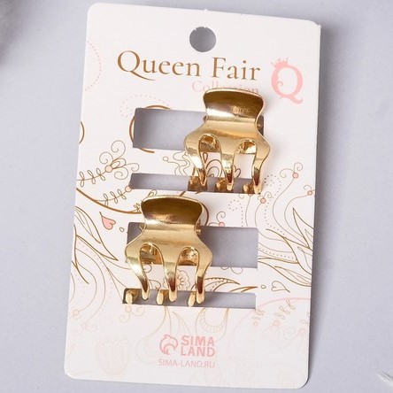 Краб для волос "Либерти" (набор 2 шт) зубчики классика, 2 см, золото 9298915