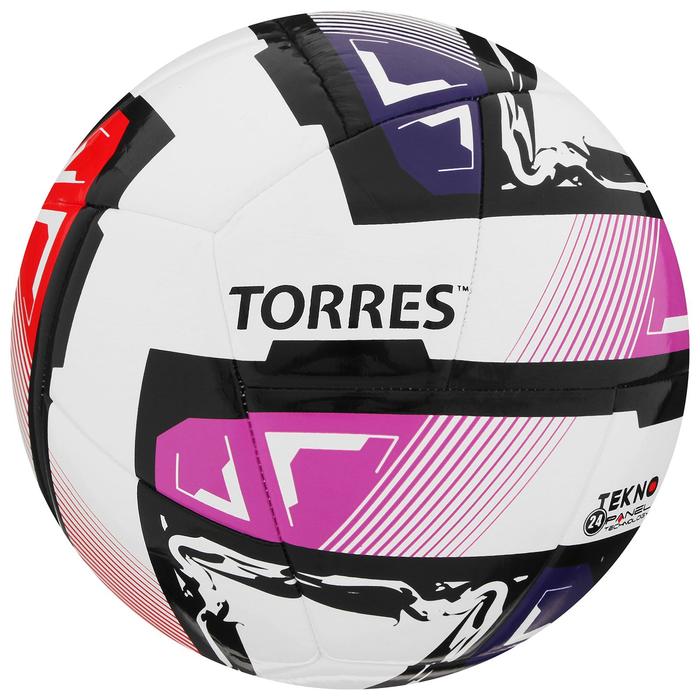 Мяч футбольный TORRES Futsal Resist, размер 4, 24 панели, ПУ, 3 подкладочных слоя, цвет белый/мультикол