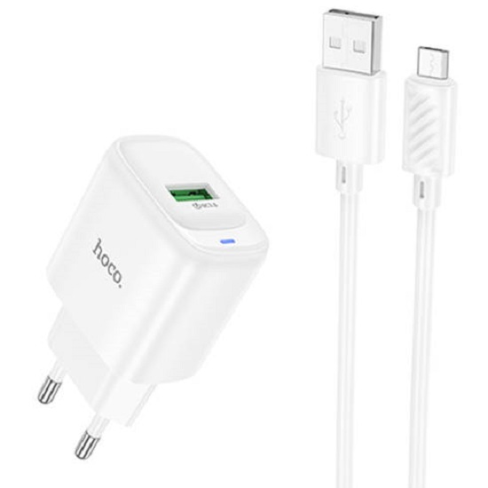 Сетевое ЗУ 1USB HOCO C140A, белый, 18Вт, кабель USB - microUSB (арт.6942007627818)
