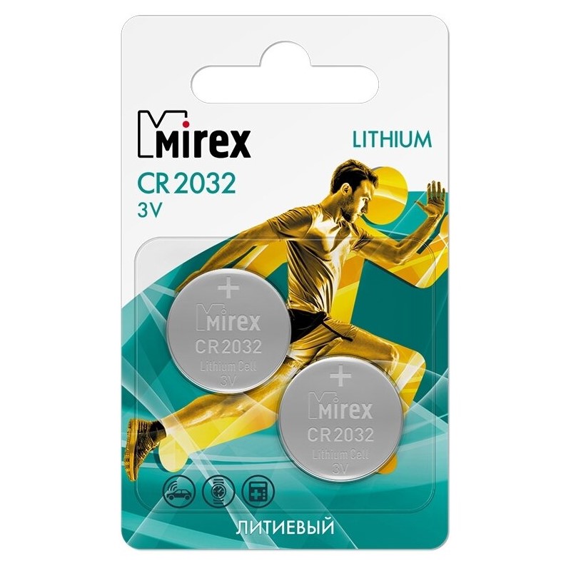Элемент питания MIREX CR2032 BL-2 (2/80/480)