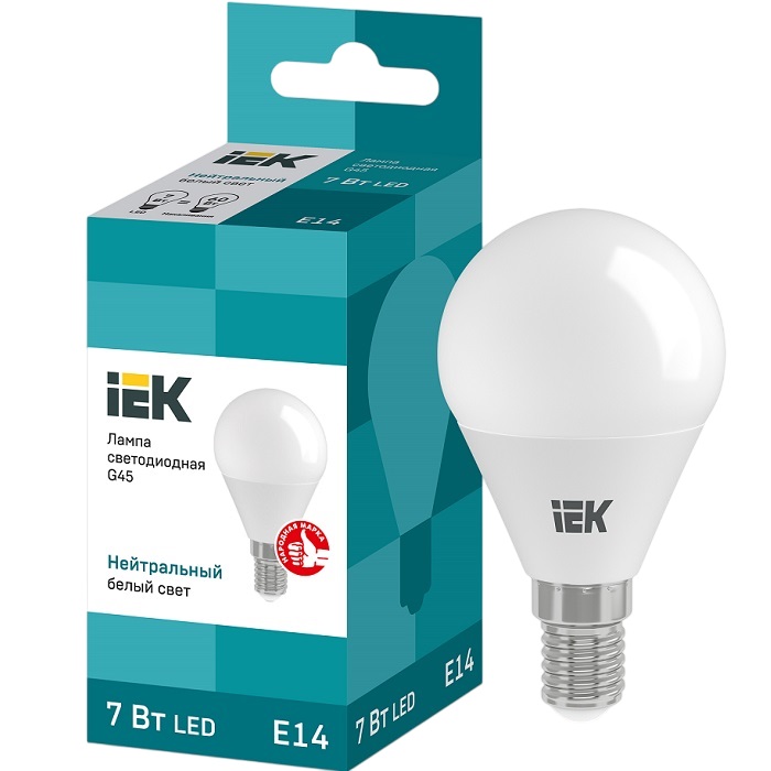 Лампа светодиодная IEK ECO G45 7W/4000К/Е14