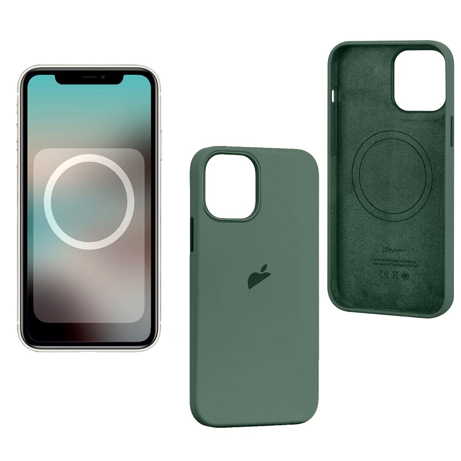 Силиконовый чехол SILICONE CASE для iPhone 13 Pro Max Eucalyptus (MagSafe + анимация NFC) c LOGO