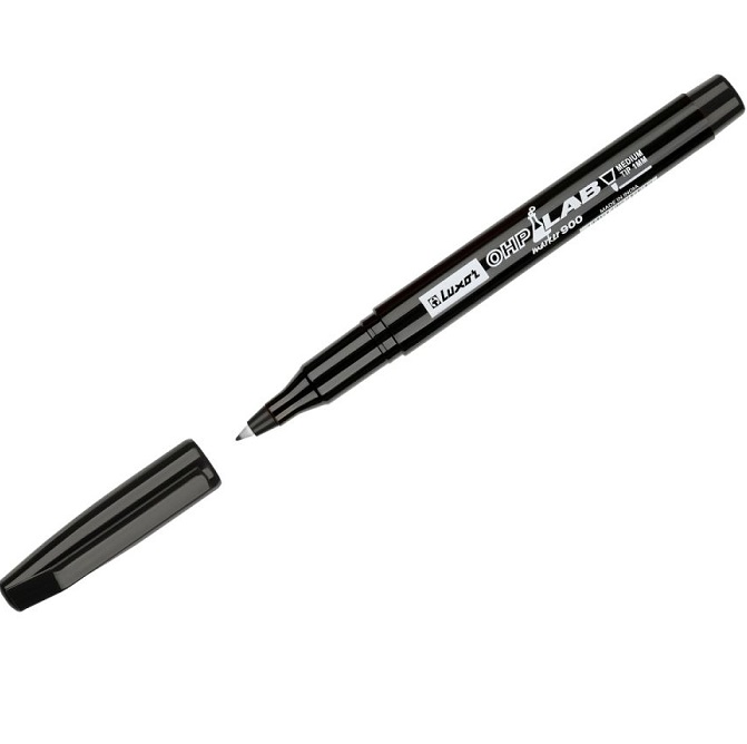 Маркер перманентный лабораторный Luxor "OHP 910" черный, пулевидный, 0,7мм 3281 L