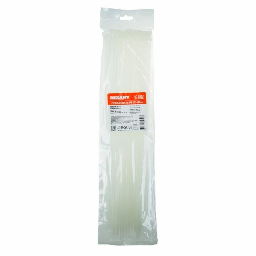 Хомут-стяжка REXANT 4,8 х 400 мм, белая (100 шт)