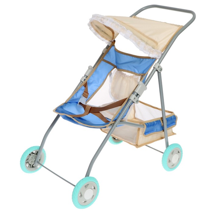 Коляска кукольная №5, цвет бежевый с голубым 10147247