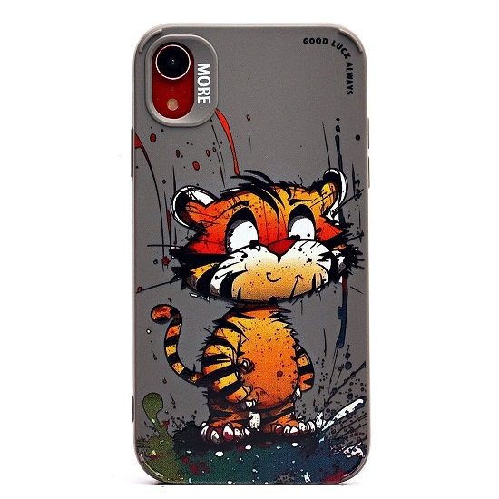 Задняя накладка SC335 для iPhone XR  (тигр) (gray)