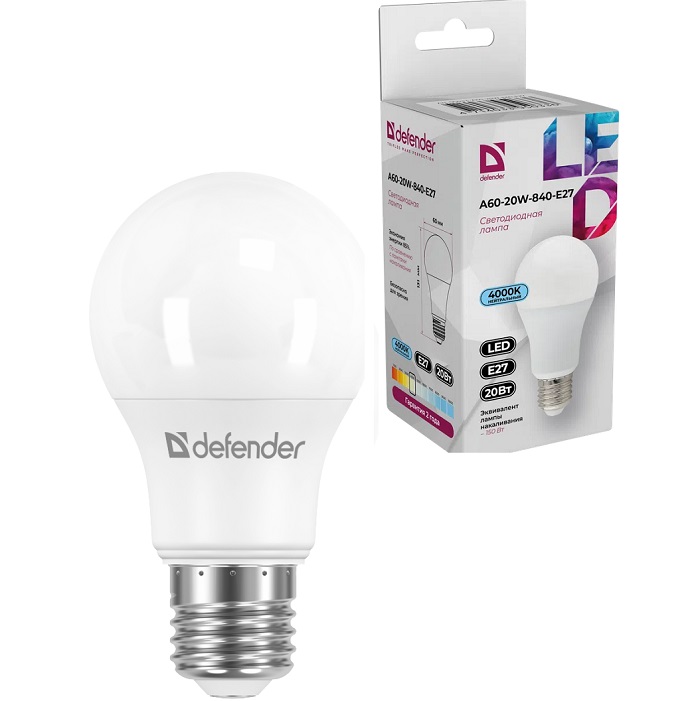 Лампа светодиодная DEFENDER A60 20W/840/E27 груша, нейтральный белый