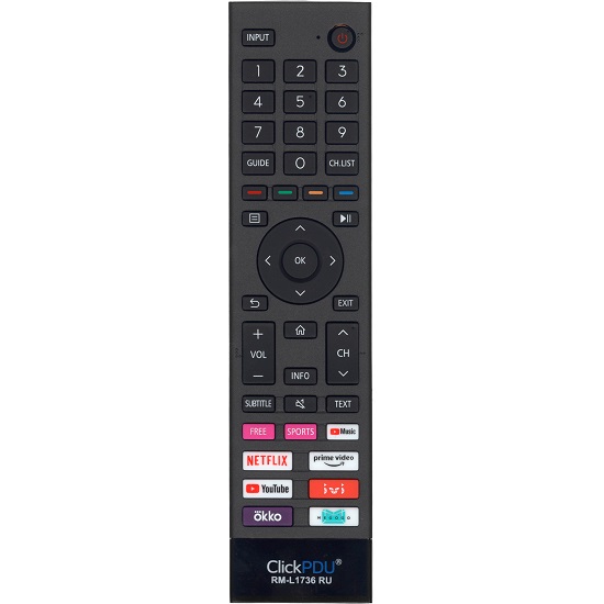 Пульт ClickPdu RM-L1736 RU универсальный пульт для телевизоров HISENSE / DEXP / DNS корпус пульта как Hisense ERF3E80H