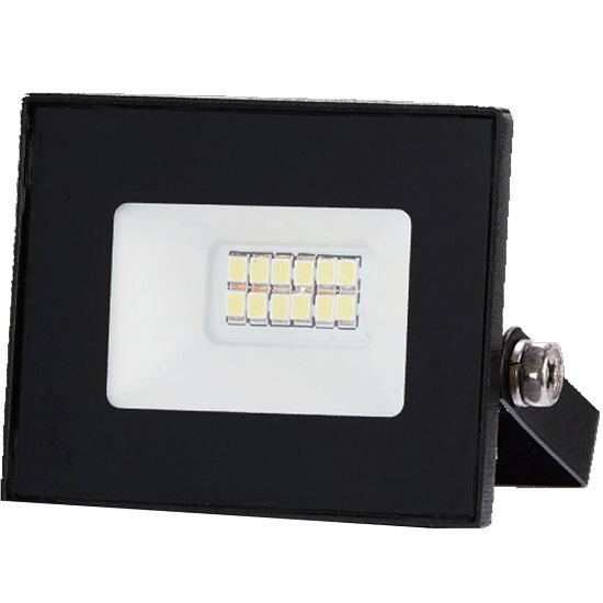 Прожектор светодиодный KRONUS 10W/6500K IP65 220V холодный свет черный корпус (1/100)