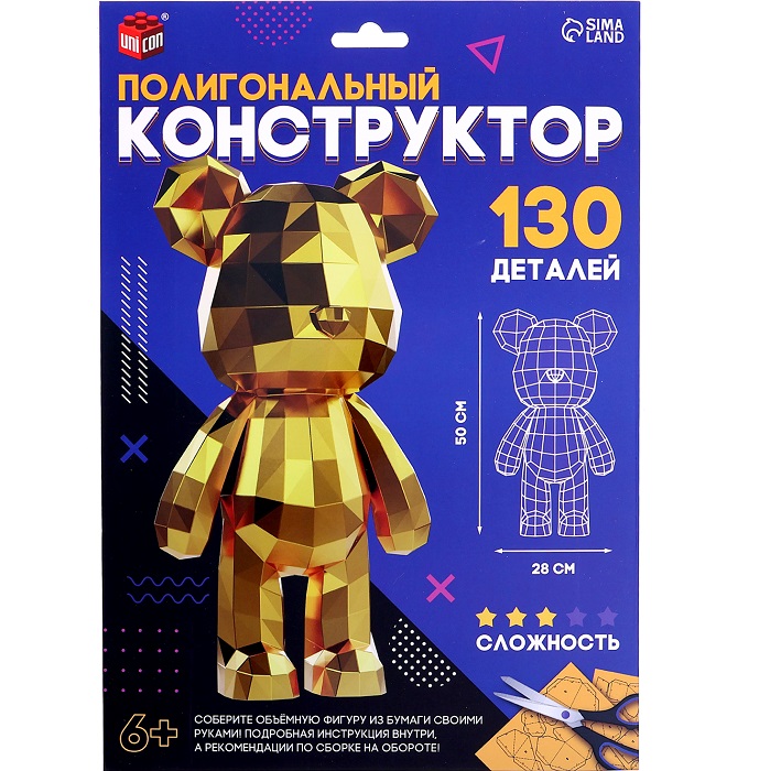 Полигональный конструктор «Медведь», 130 деталей 10424111