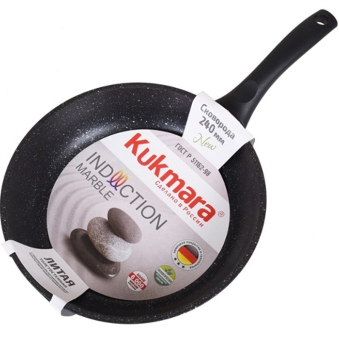 Сковорода 24см KUKMARA "Marble Induction" смти240а, (темный мрамор)