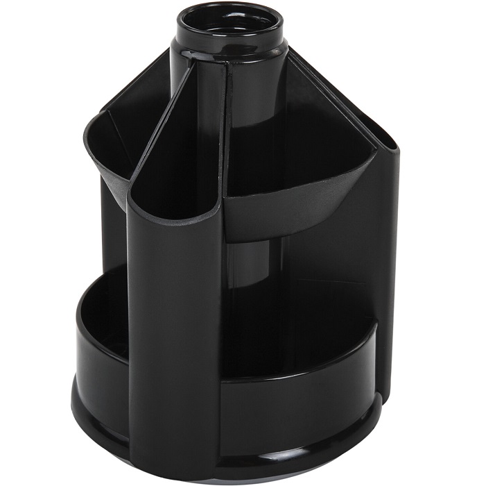 Подставка-органайзер BRAUBERG MINI, 10 отделений, вращающаяся, 107х107х130 мм, черная, 238094, ОР70