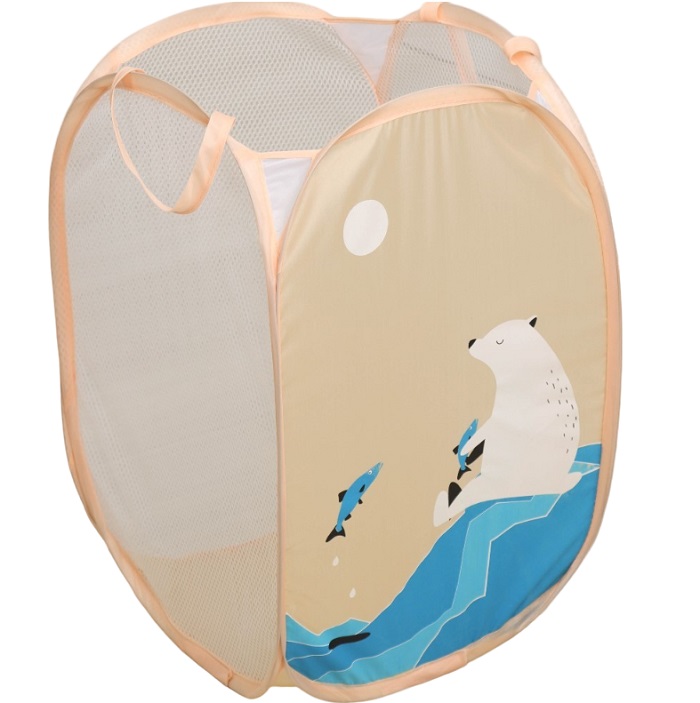 Корзина для игрушек Доляна «Северный мишка», складная, 32×32×52 см, цвет бежевый