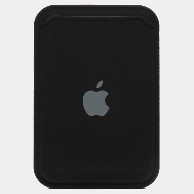 Кошелек для карт iPhone Silicone Wallet MagSafe с лого (№14  Черный)