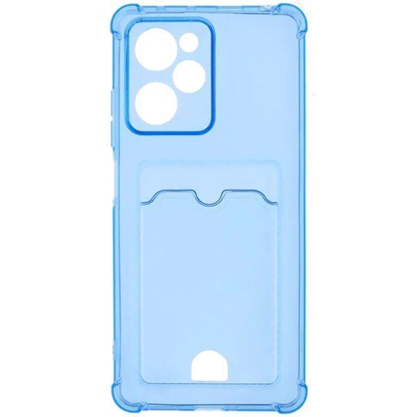 Задняя накладка ZIBELINO Silicone Card Holder для Xiaomi Poco X5 Pro 5G (голубой) защита камеры