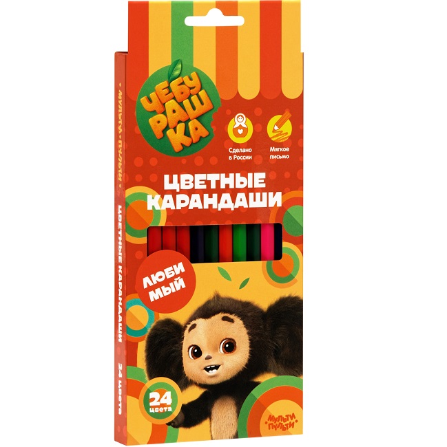 Карандаши цветные Мульти-Пульти "Чебурашка", 24цв., заточен., картон, европодвес CPЧБ_52997