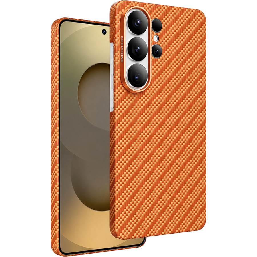 Задняя накладка KEEPHONE KEVILAR ROBIN MAGSAFE CASE для Samsung Galaxy S26 ULTRA, ORANGE