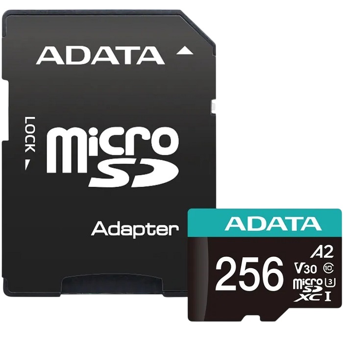 Micro SD 256Gb A-Data Class 10 Premier Pro A1 UHS-I (100 Mb/s) + SD адаптер