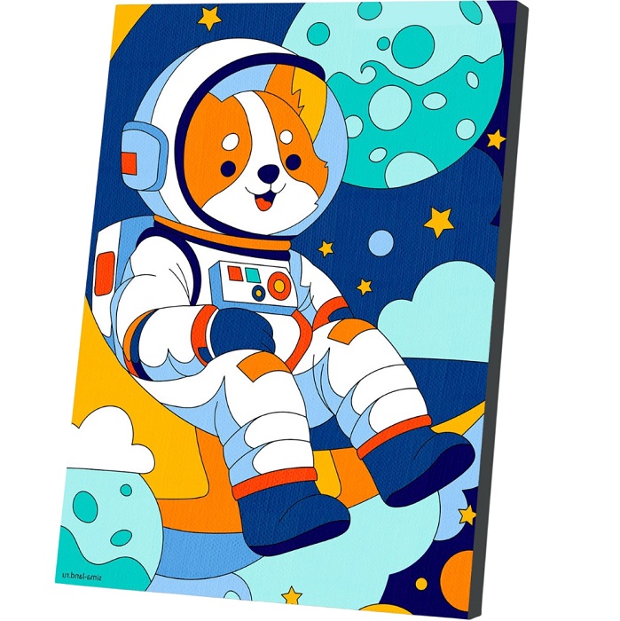 Картина по номерам для детей на холсте с подрамником «Корги космонавт», 20 х 30 см 10667303