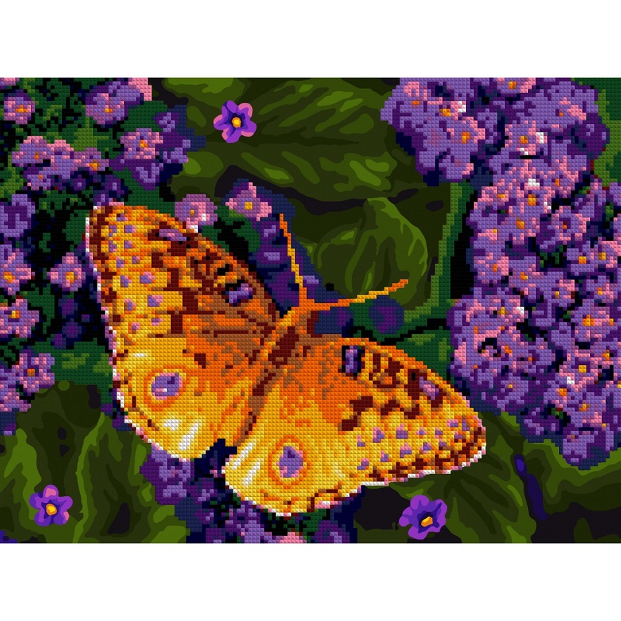 Алмазная мозаика Фиолетовые цветочки 30*40 см 43523