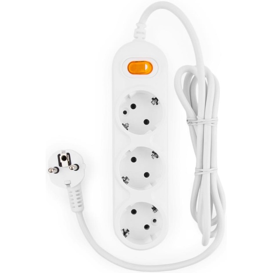 Сетевой удлинитель  1.5м POWER CUBE PC-2-1,5M, белый, 3 розетки, с/з, с выкл.10А