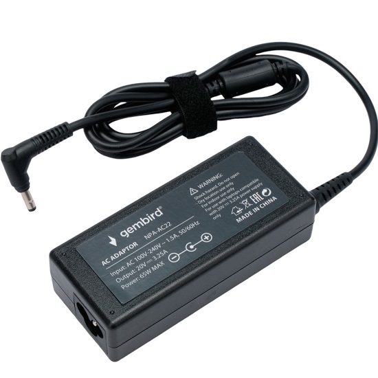 Блок питания Gembird для ноутбуков Lenovo NPA-AC22 20В/3,25А, 65Вт, штекер 4.0х1,7мм