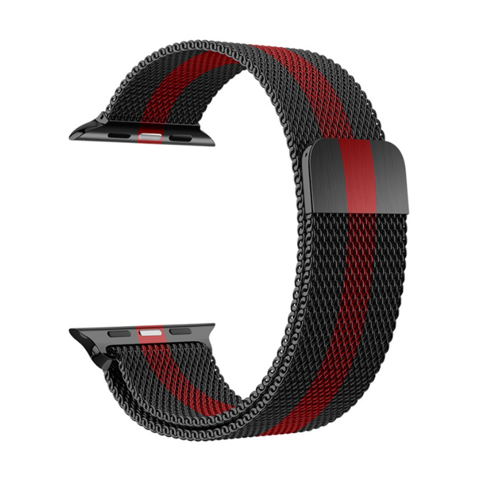 Металлический ремешок HOCO WA03 Simple beauty для APPLE Watch 42/44/45/49mm, чёрный, красный, миланская петля