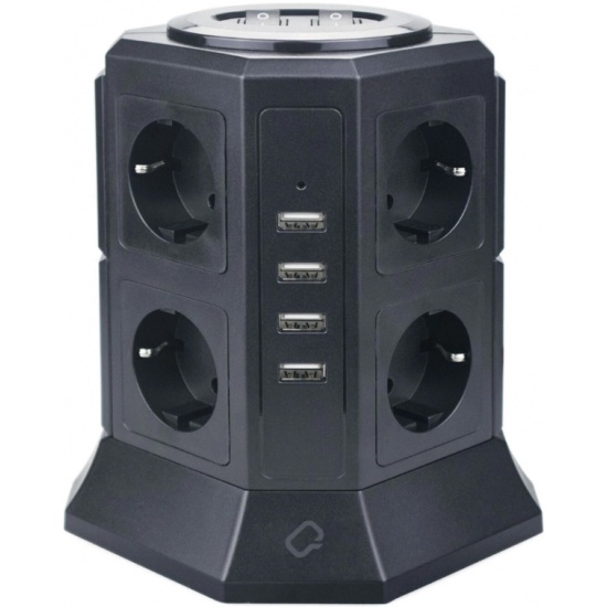 Сетевой фильтр  2.0м QUMO Power Tower Pro 8SP4U (P-0002), 8 розеток, 10A 